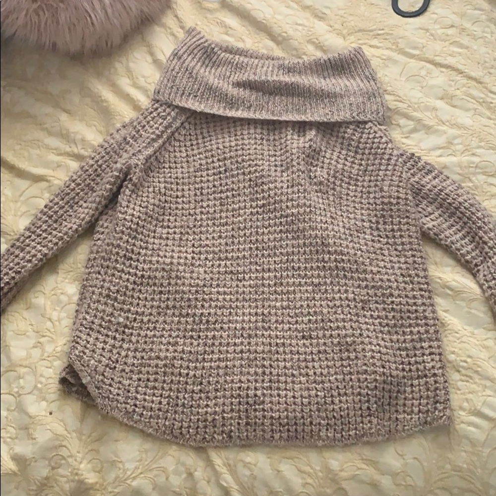 Cowl neck tan sweater